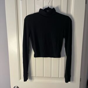 Elegant Black Long Sleeve Turtleneck Top